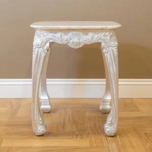 Table petite blanche ancienne surface pierre- Trésors ravivés