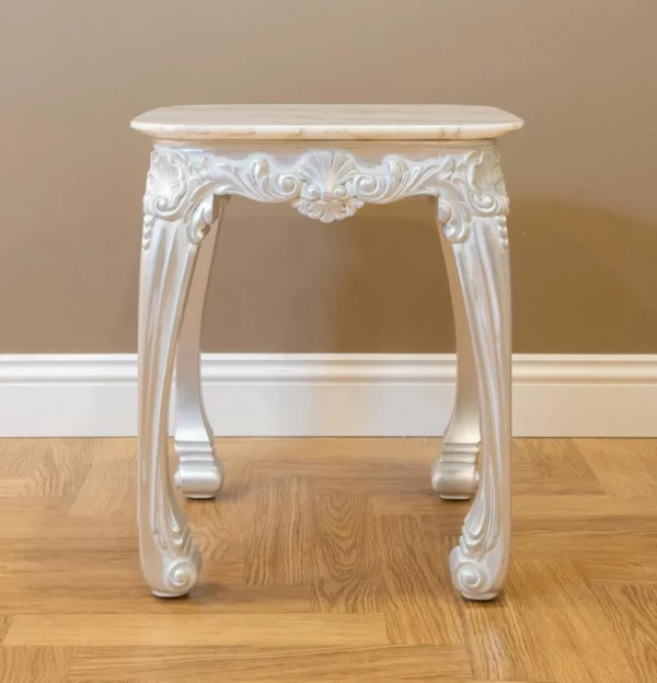 Table petite blanche ancienne surface pierre- Trésors ravivés
