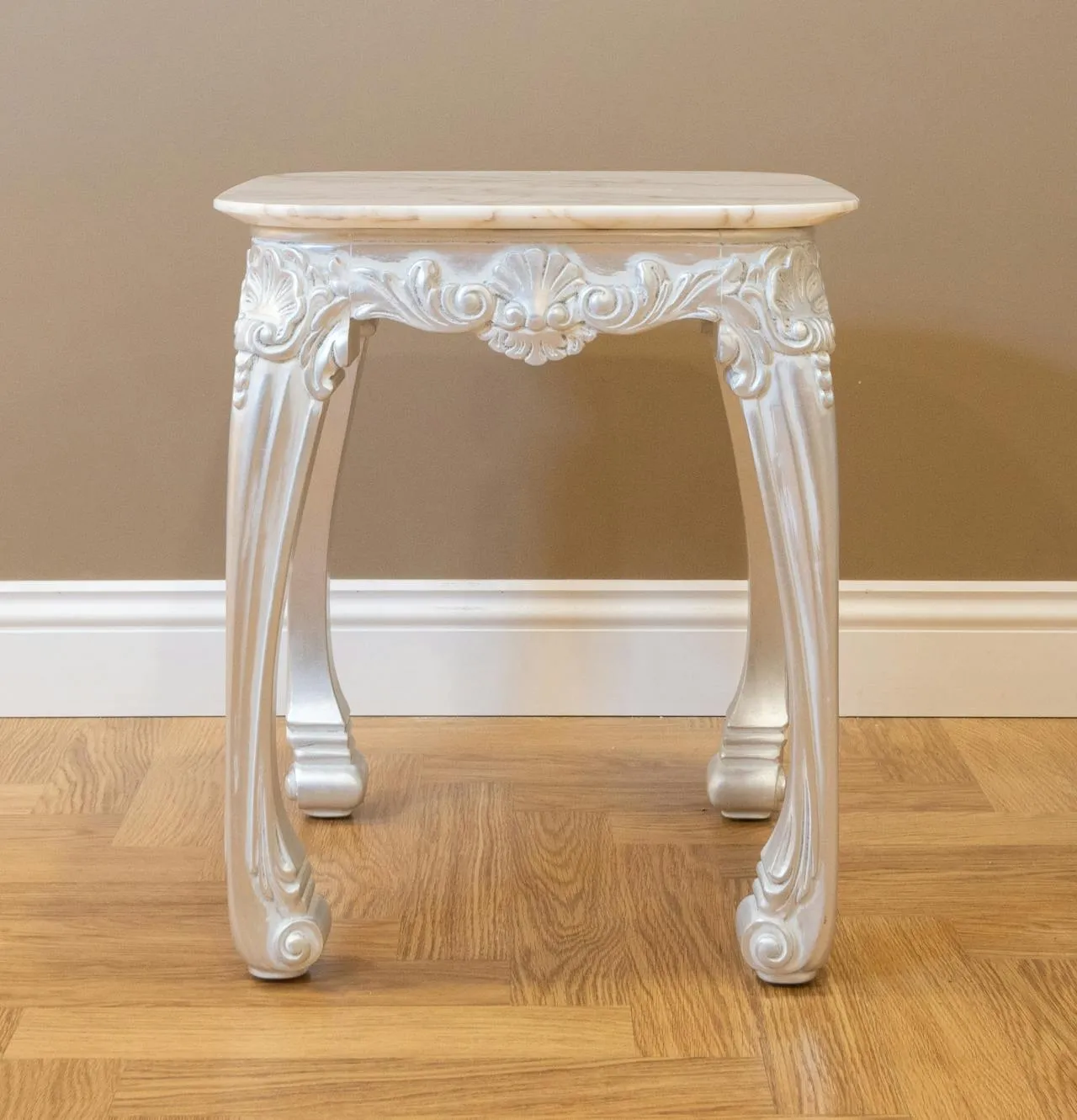 Table petite blanche ancienne surface pierre- Trésors ravivés